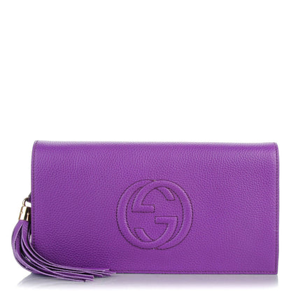 Gucci Pebbled Calfskin Medium Soho Clutch Shine Purple 1 of 7