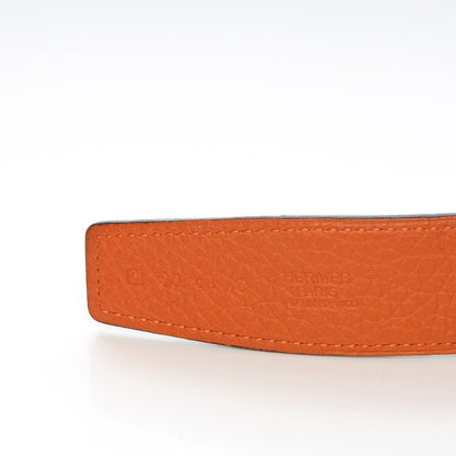 Hermes Box Togo 32mm Calandre H Belt 90 Chocolate Orange 6 of 8