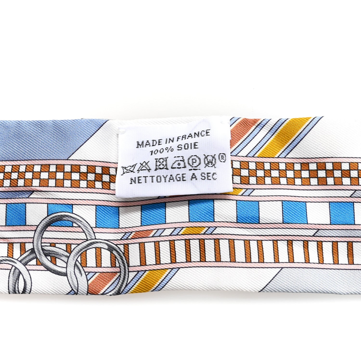 Hermes Silk Brides et Gris Twilly Gris Bleu Jean White Miel