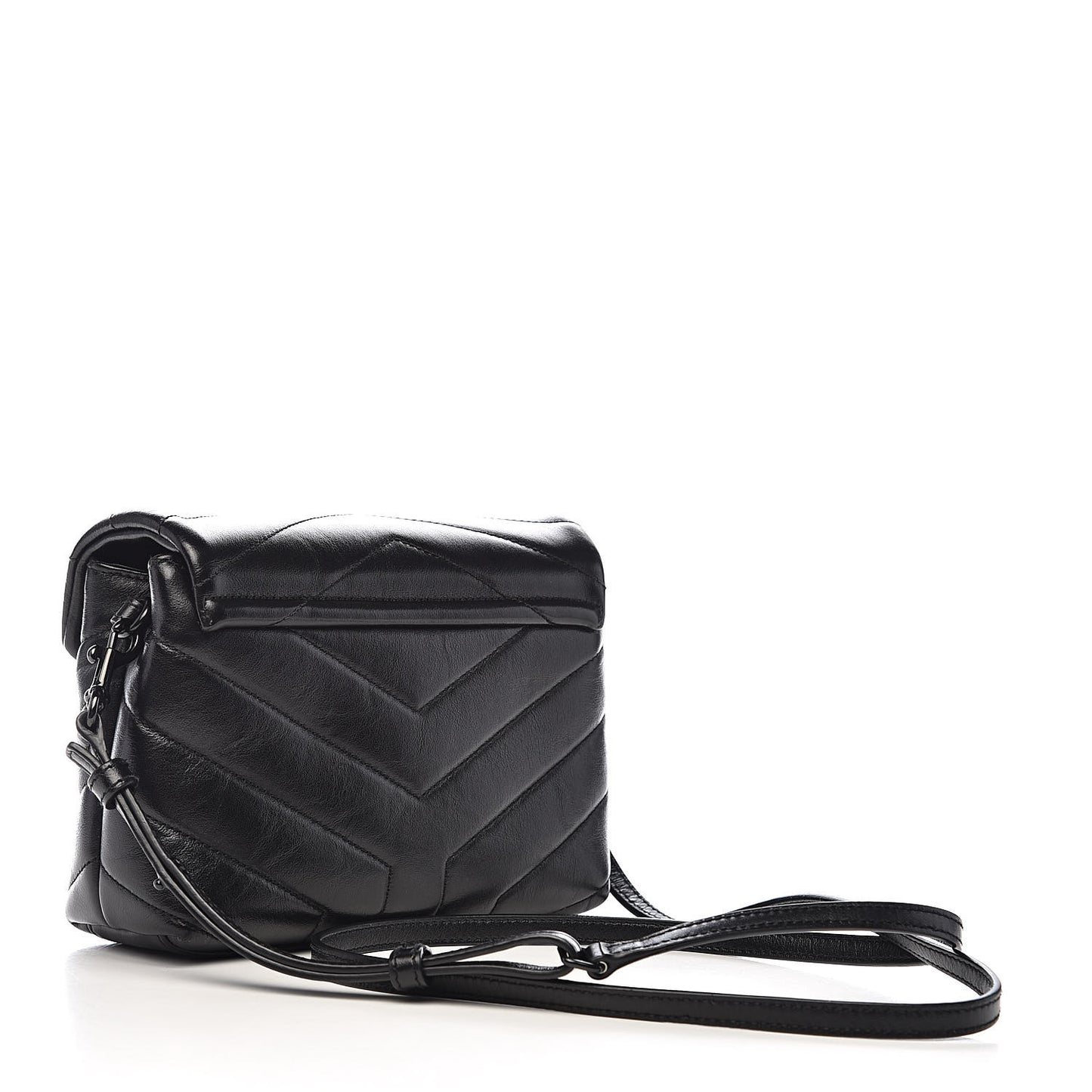 Calfskin Y Quilted Monogram Toy Loulou Crossbody Bag Black