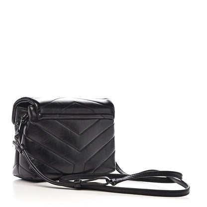 Saint Laurent Calfskin Y Quilted Monogram Toy Loulou Crossbody Bag Black 3 of 12