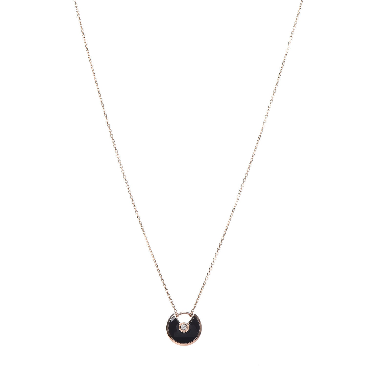 Cartier 18K Pink Gold Diamond Black Onyx XS Amulette de Cartier Pendant Necklace 1 of 6