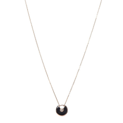 Cartier 18K Pink Gold Diamond Black Onyx XS Amulette de Cartier Pendant Necklace 1 of 6