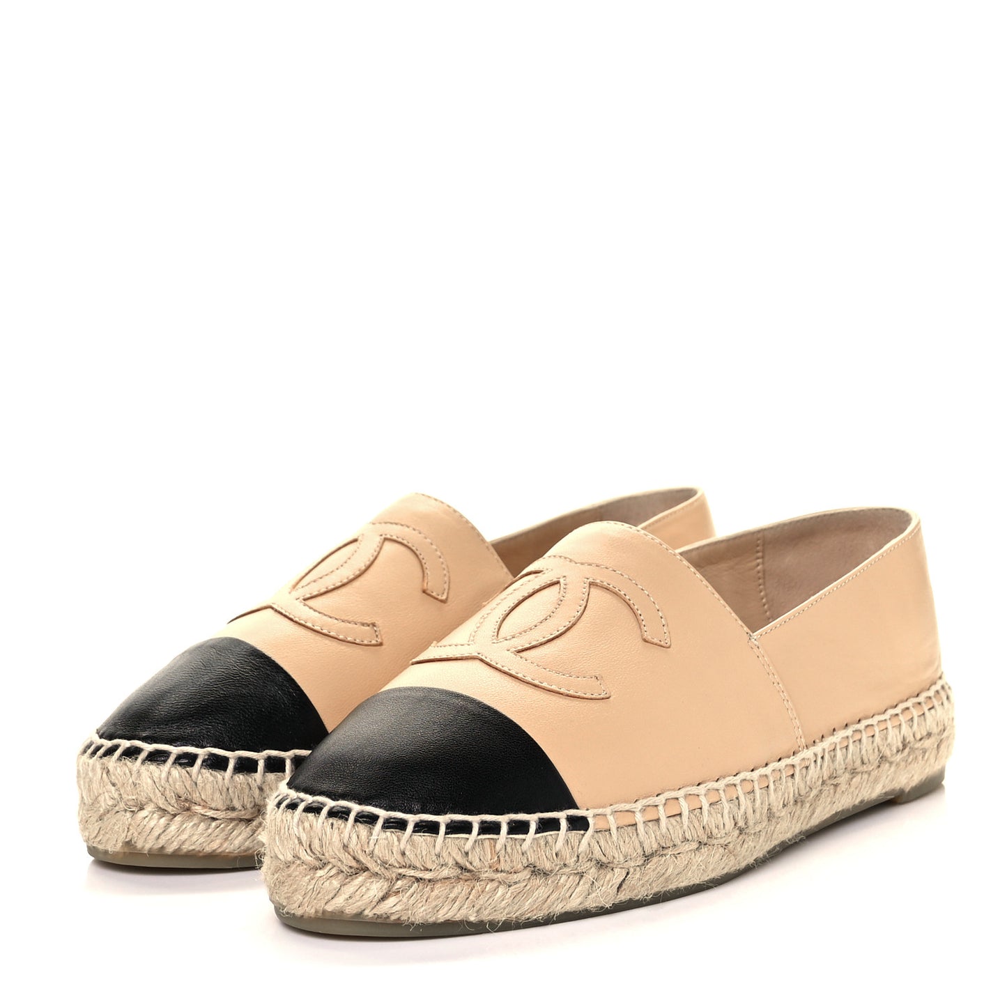 Lambskin CC Espadrilles 36 Beige Black