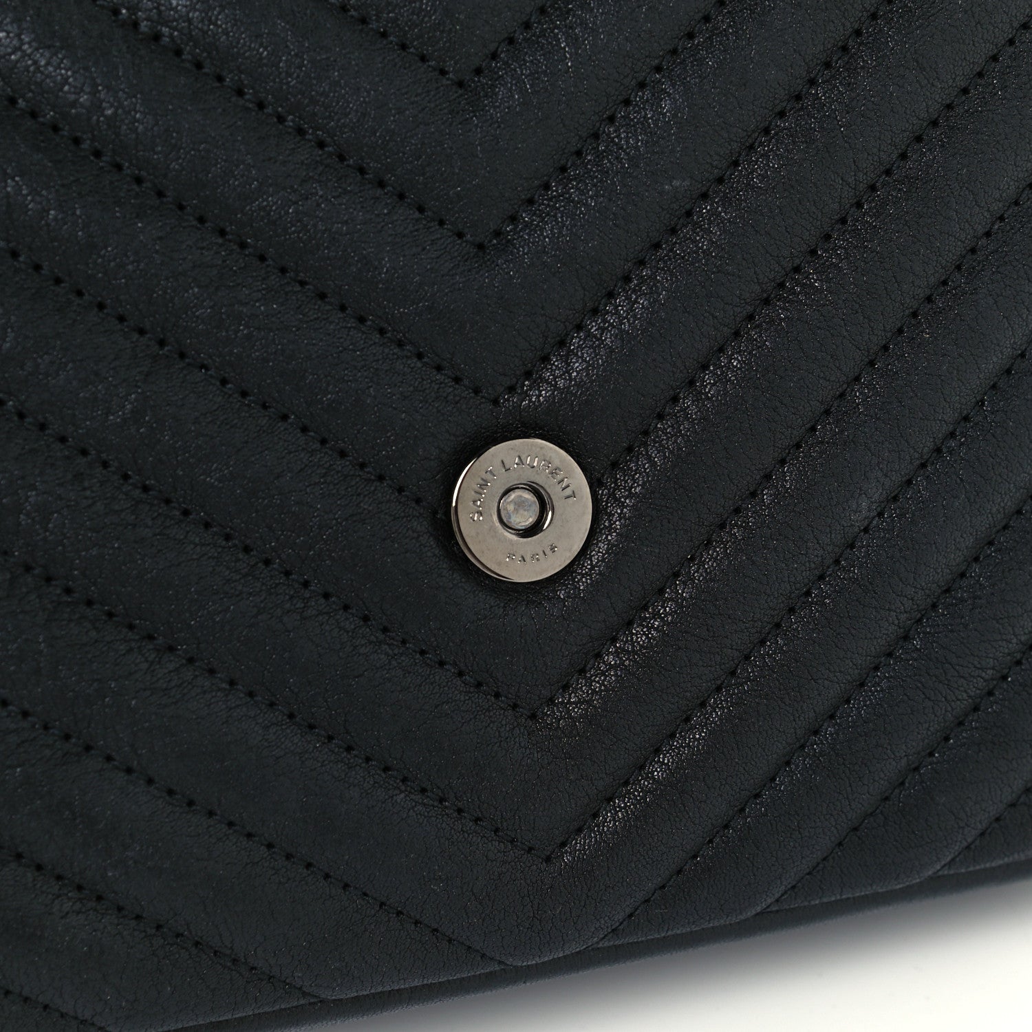 Saint Laurent Sheepskin Matelasse Chevron Monogram Medium College Bag Black 8 of 11