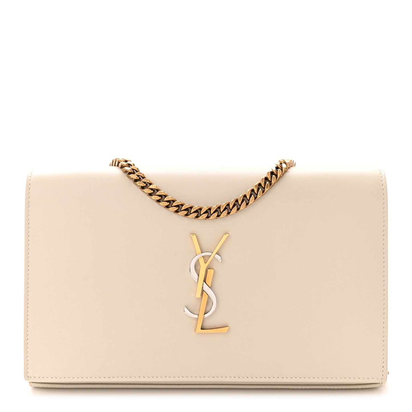 Smooth Calfskin Tri-Metal Cassandre Wallet On Chain WOC Crema Soft