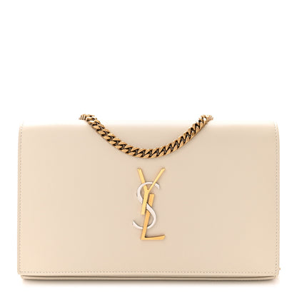 Saint Laurent Smooth Calfskin Tri-Metal Cassandre Wallet On Chain WOC Crema Soft 1 of 10