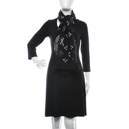 Louis Vuitton Wool Silk Logomania Shine Scarf Black 2 of 4
