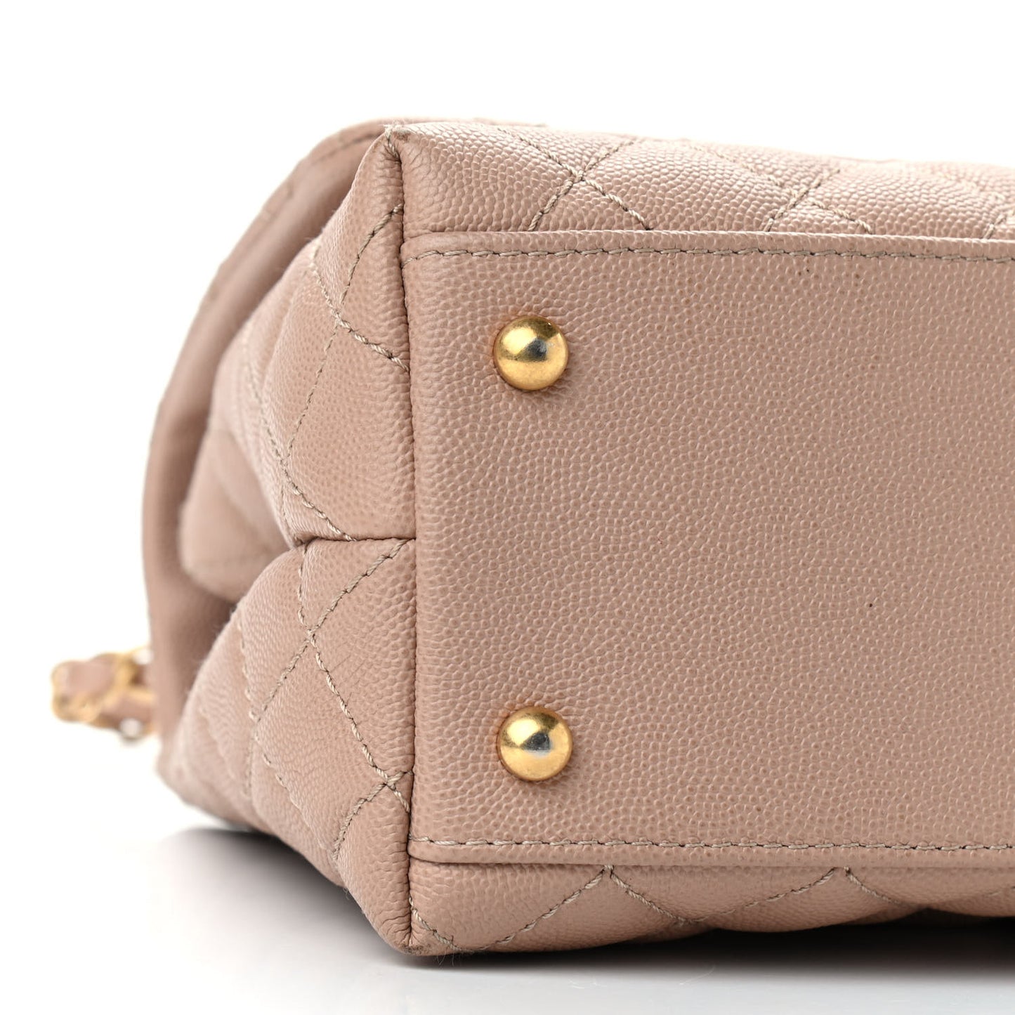 Caviar Quilted Small Coco Handle Flap Light Beige