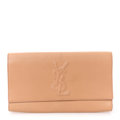 Saint Laurent Textured Calfskin Monogram Large Belle De Jour Clutch Beige 1 of 9