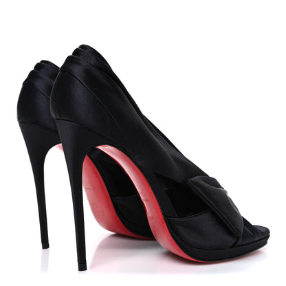 Christian Louboutin Satin Crepe Cosmolip Bow 120 Sandals 38.5 Black 5 of 10