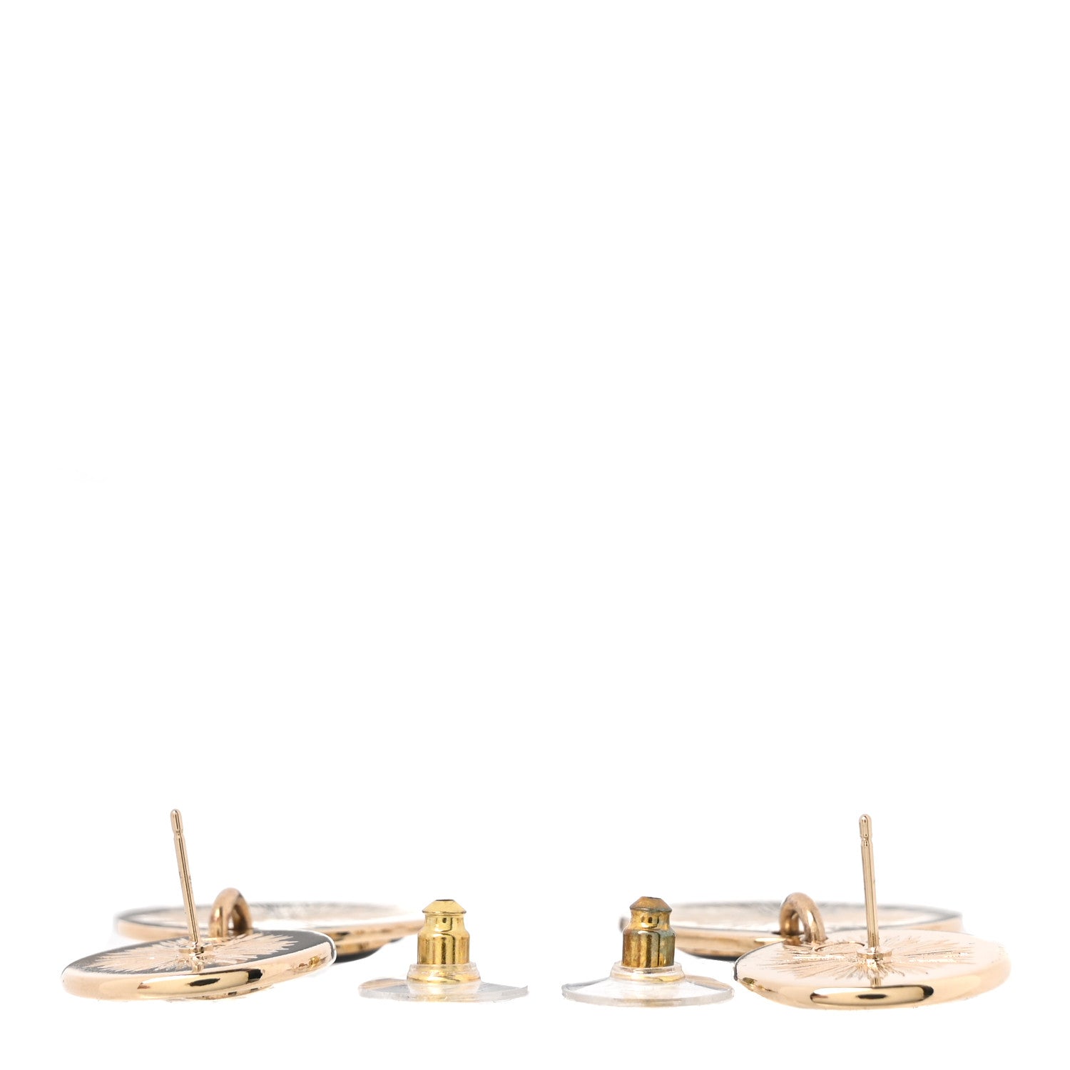 Chanel Enamel CC Disc Drop Earrings Gold Black 3 of 5