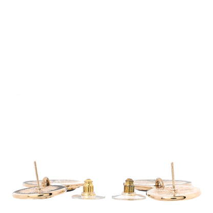 Chanel Enamel CC Disc Drop Earrings Gold Black 3 of 5