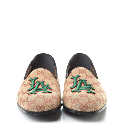 Gucci X MLB GG Monogram LA Dodgers Embroidered Mens Loafers 8 Beige Ruggine Black 2 of 10