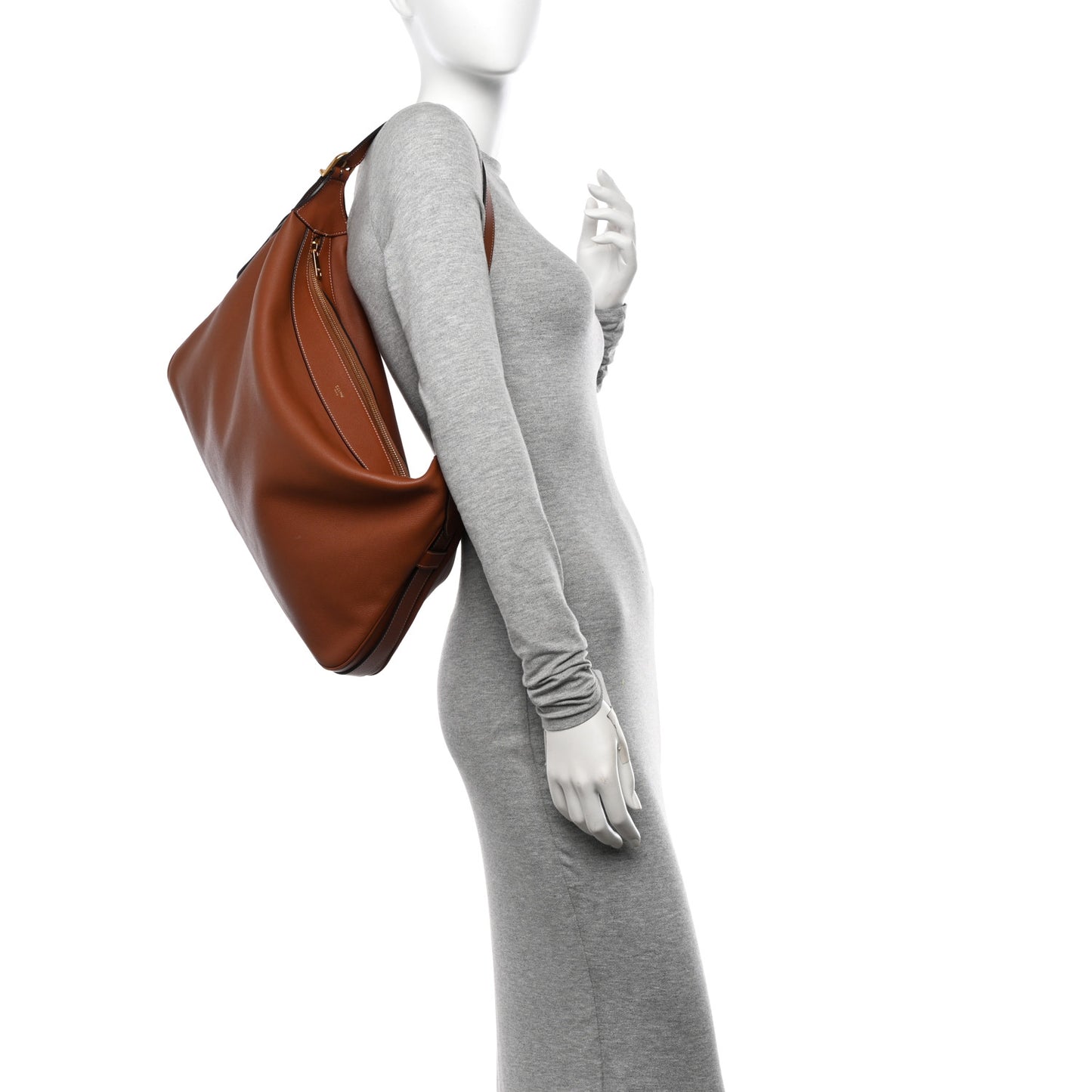 Supple Calfskin Large Romy Shoulder Bag Tan
