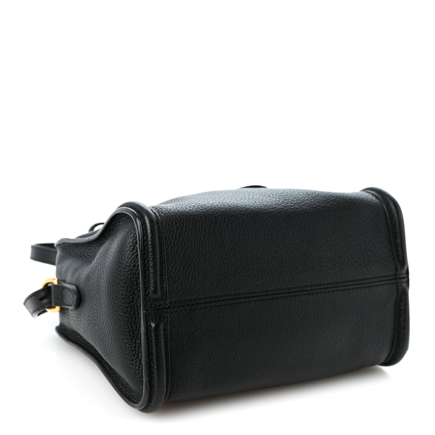 Pebbled Calfskin Mini Skull Padlock Zip Around Tote Black