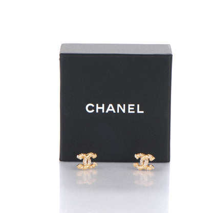Chanel Crystal CC Earrings Gold 5 of 5