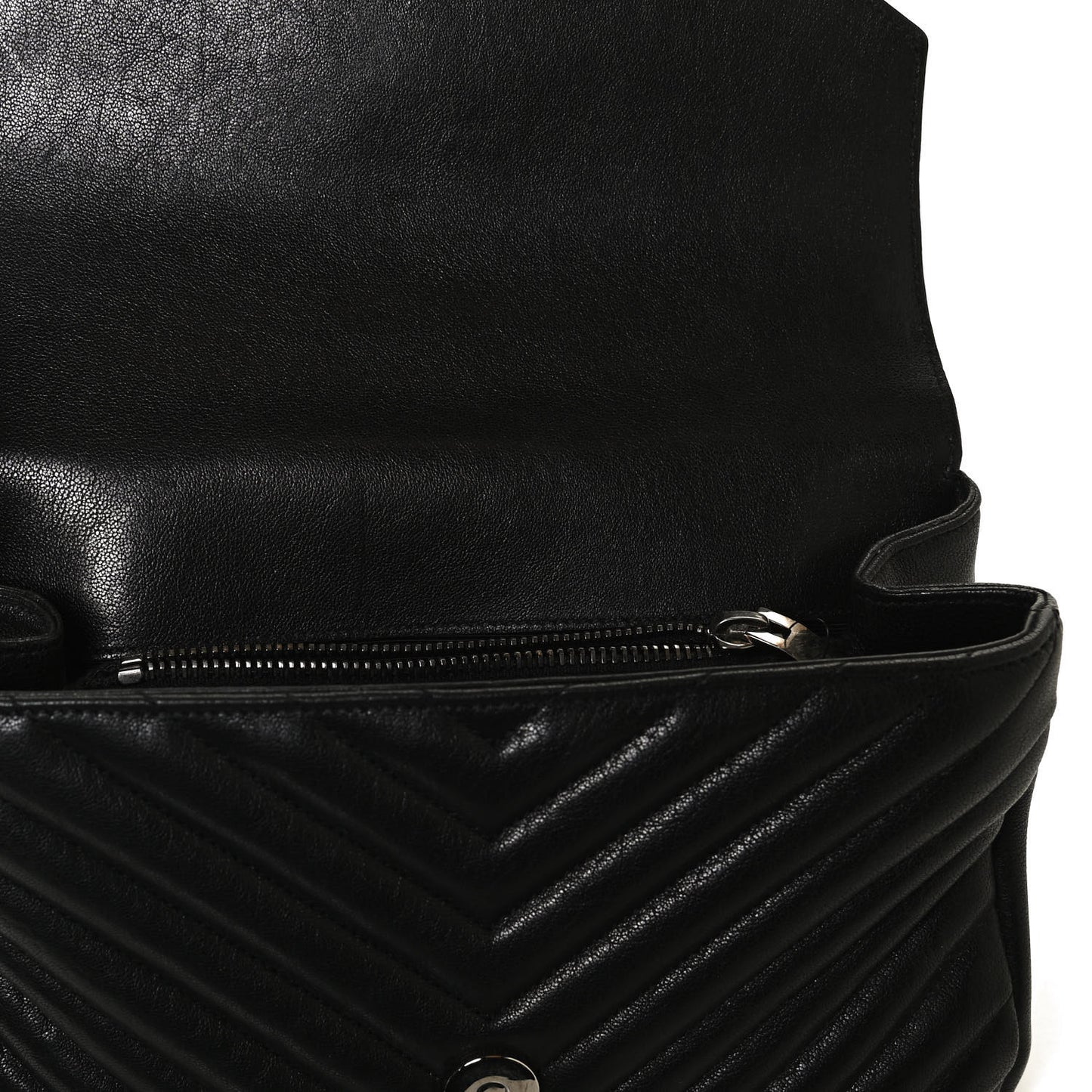 Sheepskin Matelasse Chevron Monogram Medium College Bag Black