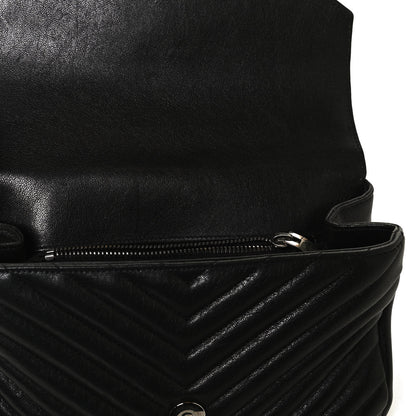 Saint Laurent Sheepskin Matelasse Chevron Monogram Medium College Bag Black 12 of 12