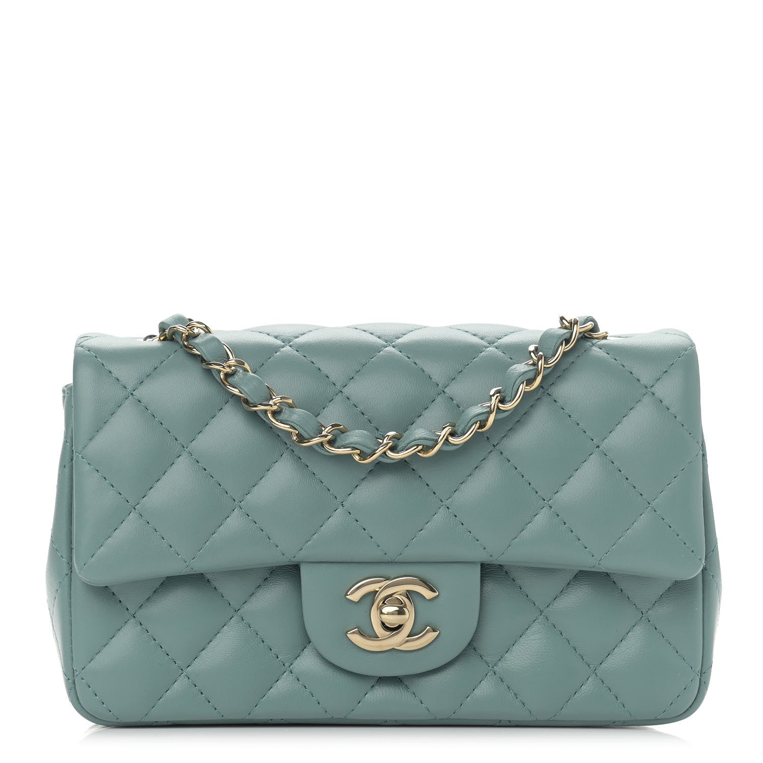 Chanel Lambskin Quilted Mini Rectangular Flap Green 1 of 11