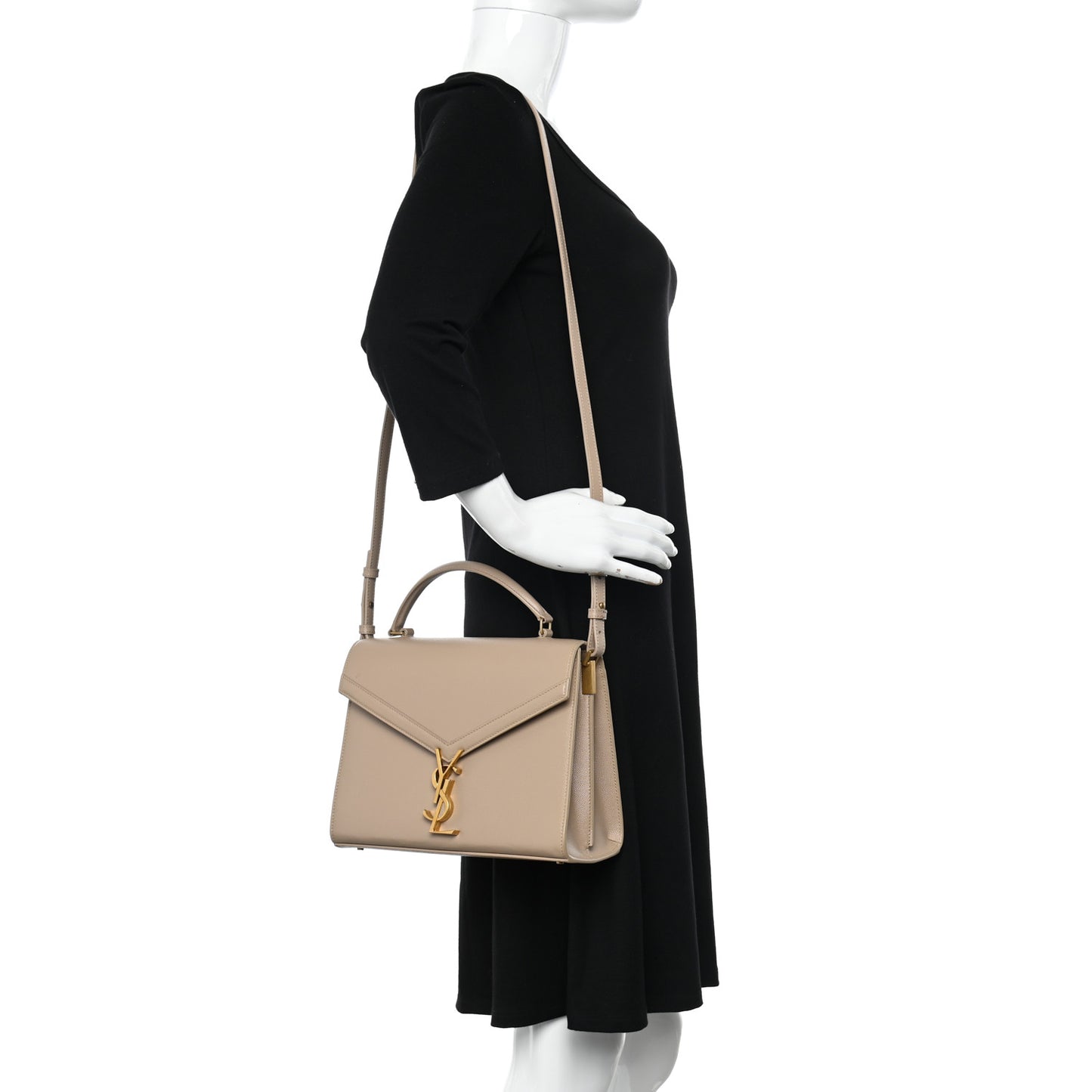 Grain de Poudre Medium Classic Monogram Cassandra Top Handle Dark Beige