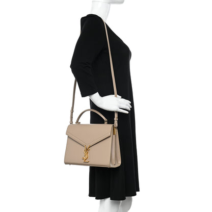 Saint Laurent Grain de Poudre Medium Classic Monogram Cassandra Top Handle Dark Beige 2 of 11