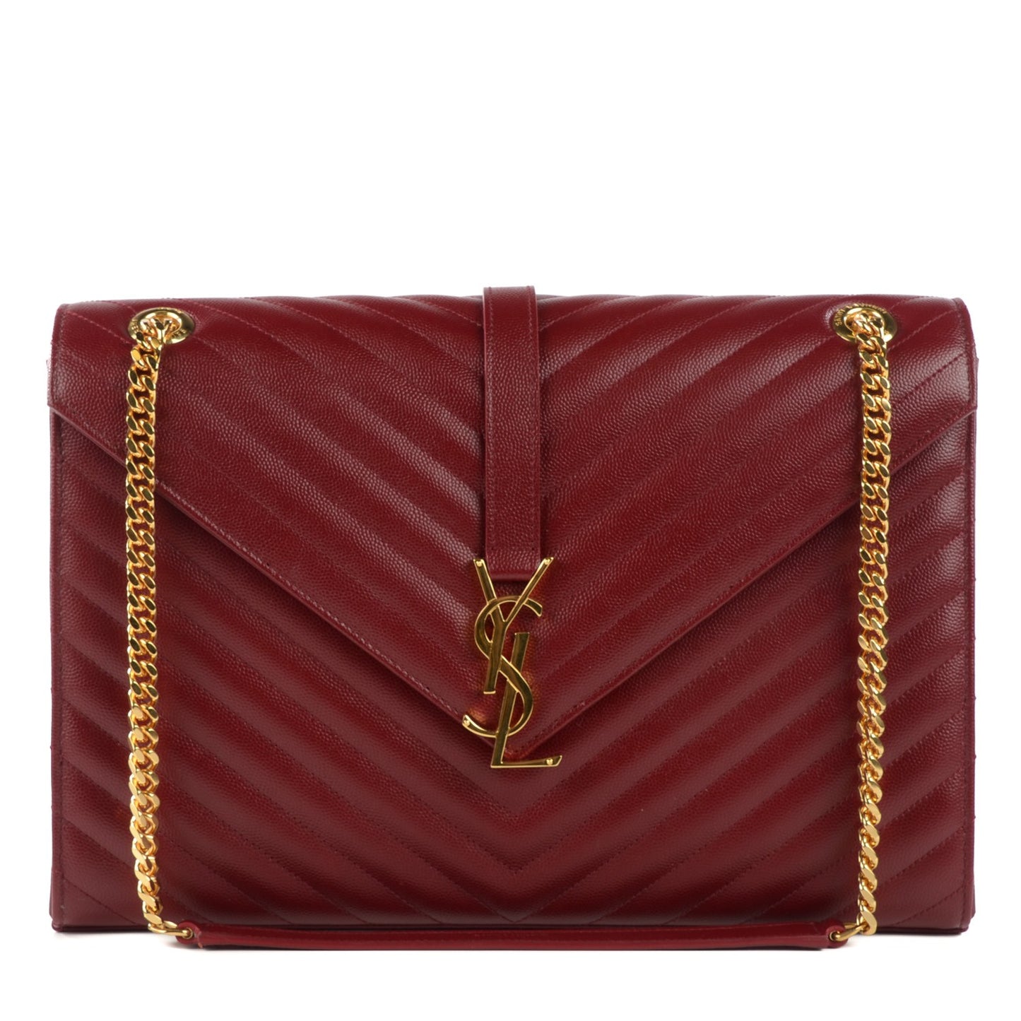 Grain De Poudre Matelasse Chevron Large Monogram Satchel Oxblood