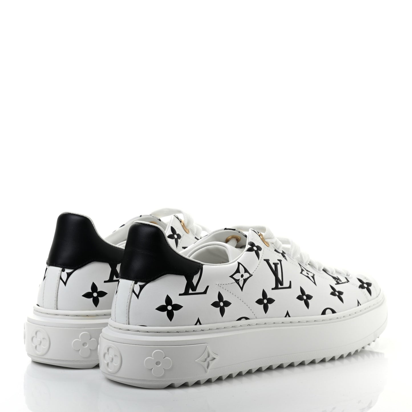 Calfskin Monogram Debossed Time Out Sneakers 39 Black