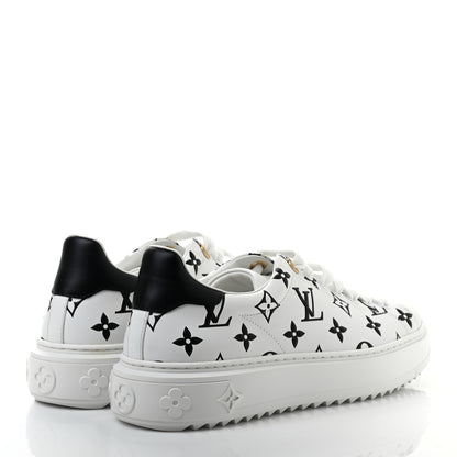 Louis Vuitton Calfskin Monogram Debossed Time Out Sneakers 39 Black 4 of 8