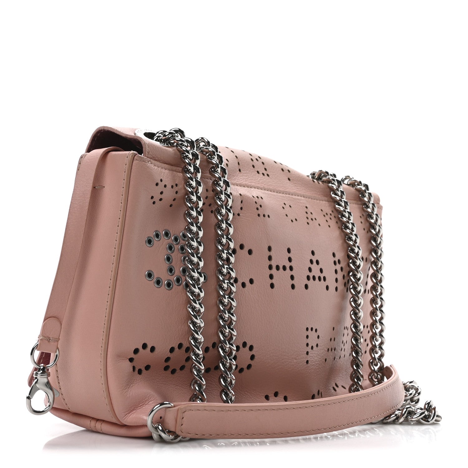 Chanel Calfskin Tweed Eyelet Flap Bag Pink 3 of 10