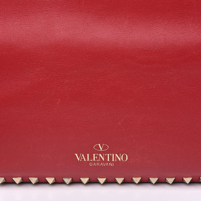 Valentino Garavani Vitello Colorblock Medium Rockstud Tote Deep Rose Clover Grey Scarlet 18 of 20