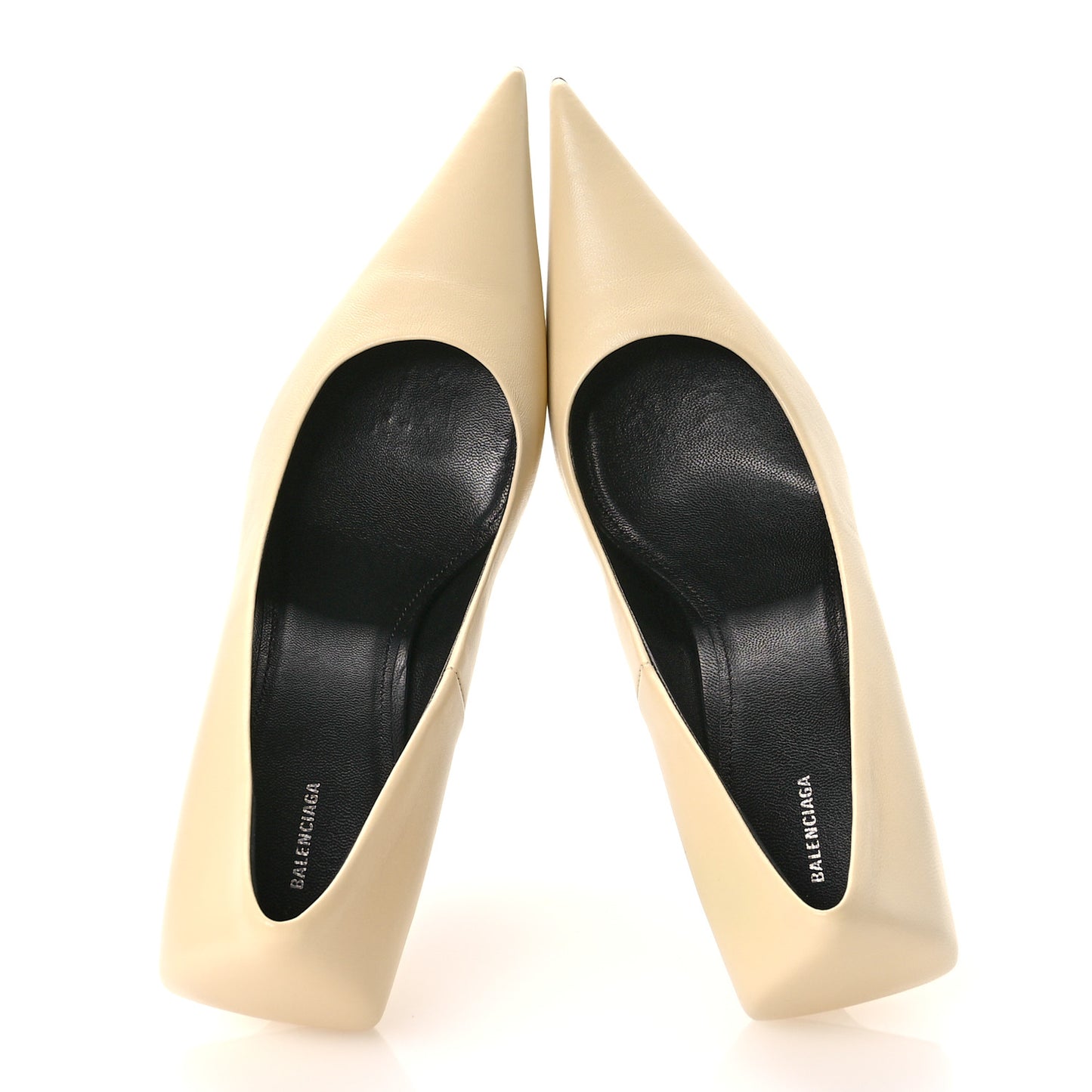 Nappa Square Knife 80mm Pumps 38 Beige Argile