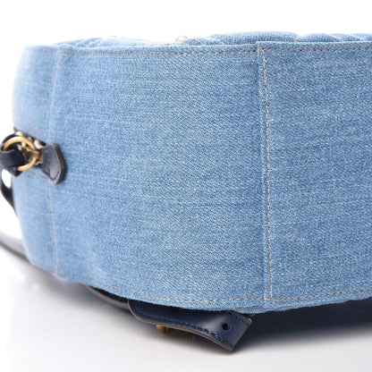 Gucci Kura Denim Matelasse Cubic Pearl Studded GG Marmont Dome Backpack Blue 8 of 11