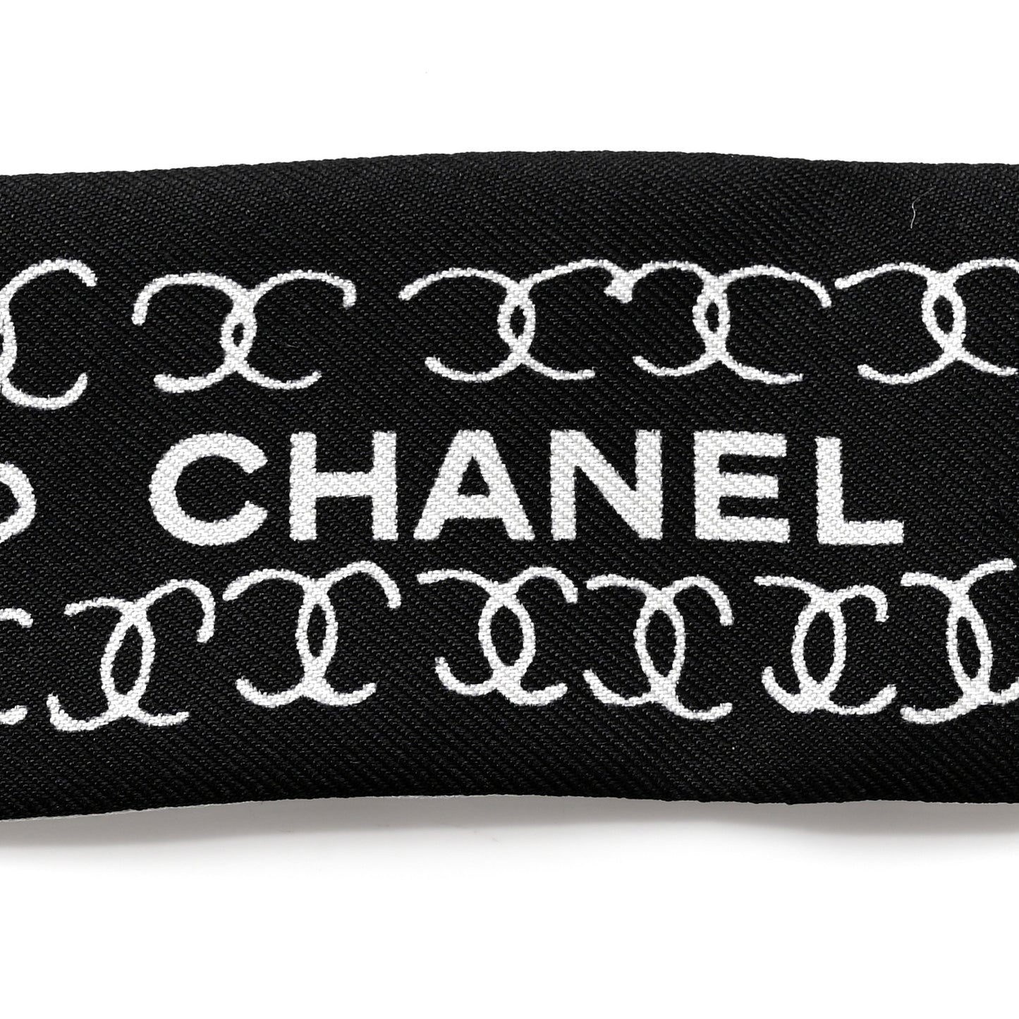 Silk CC Slim Bandeau Scarf Black White