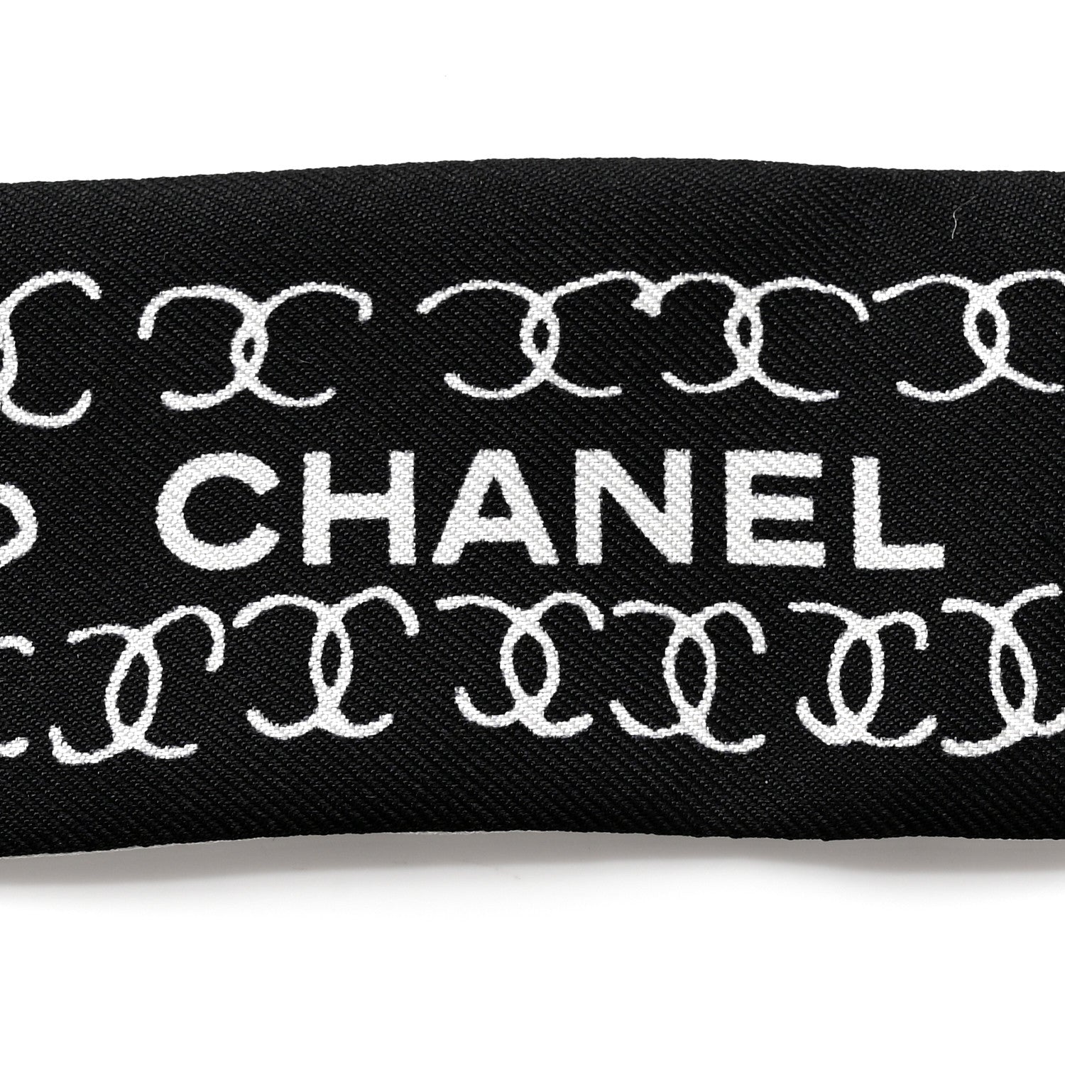 Chanel Silk CC Slim Bandeau Scarf Black White 2 of 4
