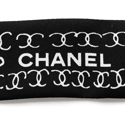 Chanel Silk CC Slim Bandeau Scarf Black White 2 of 4
