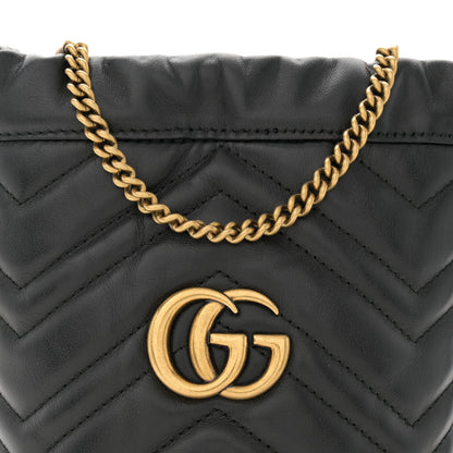 Gucci Calfskin Matelasse Mini GG Marmont 2.0 Bucket Bag Black 8 of 10