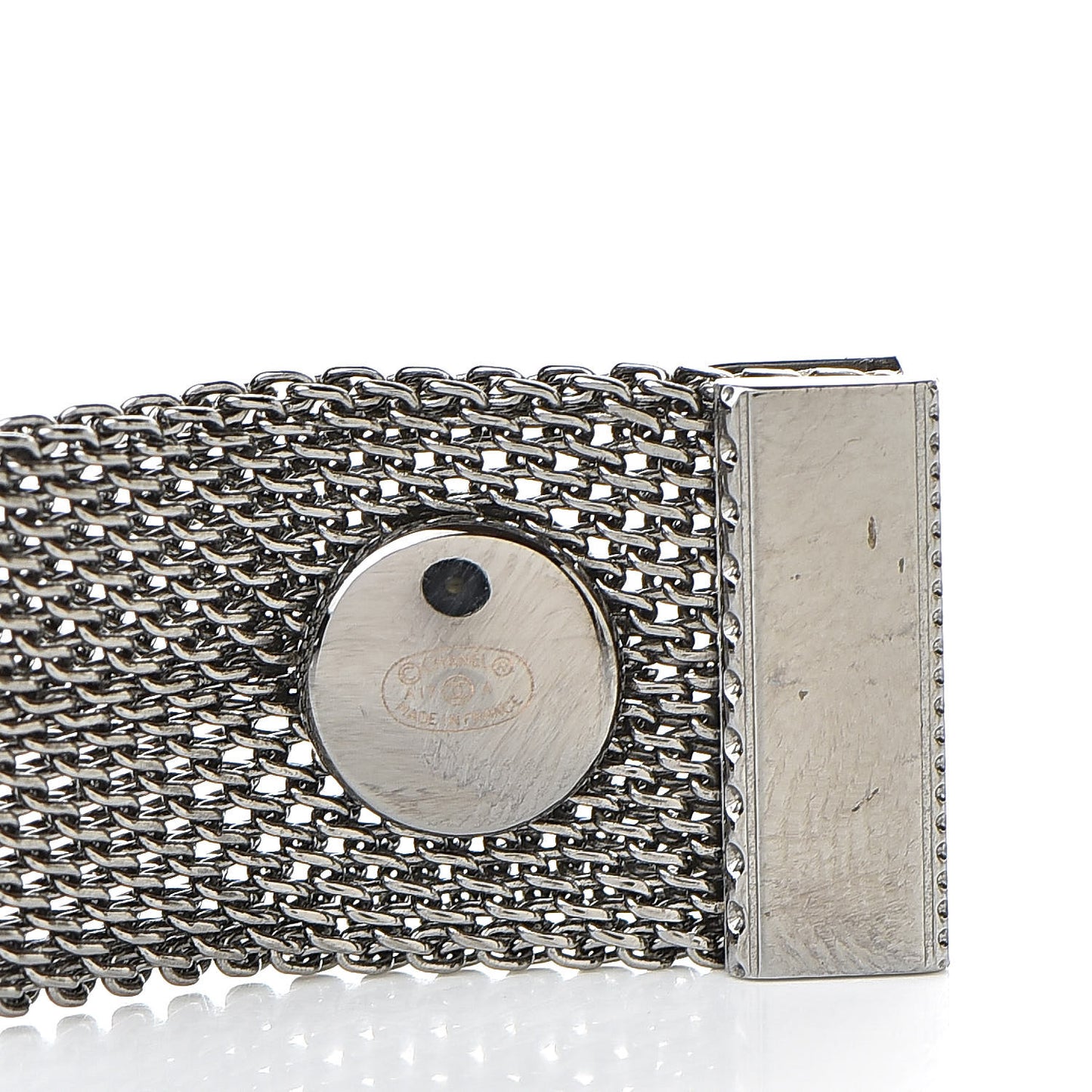 Metal Mesh Logo Bracelet Silver