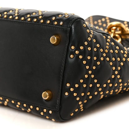 Christian Dior Calfskin Cannage Studded Medium Supple Lady Dior Black 10 of 10