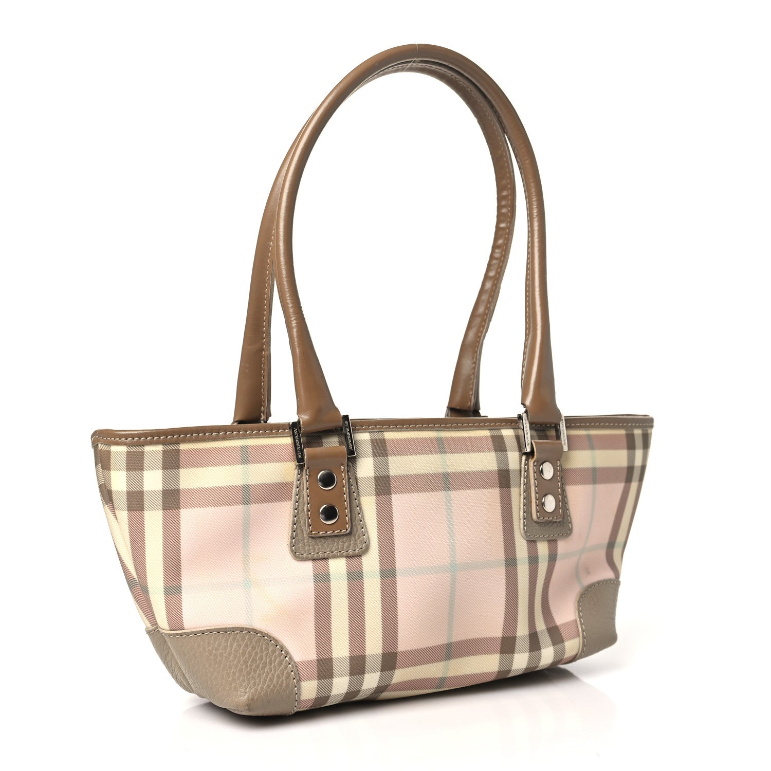 Burberry Candy Check Small Tote Pink Beige 3 of 15