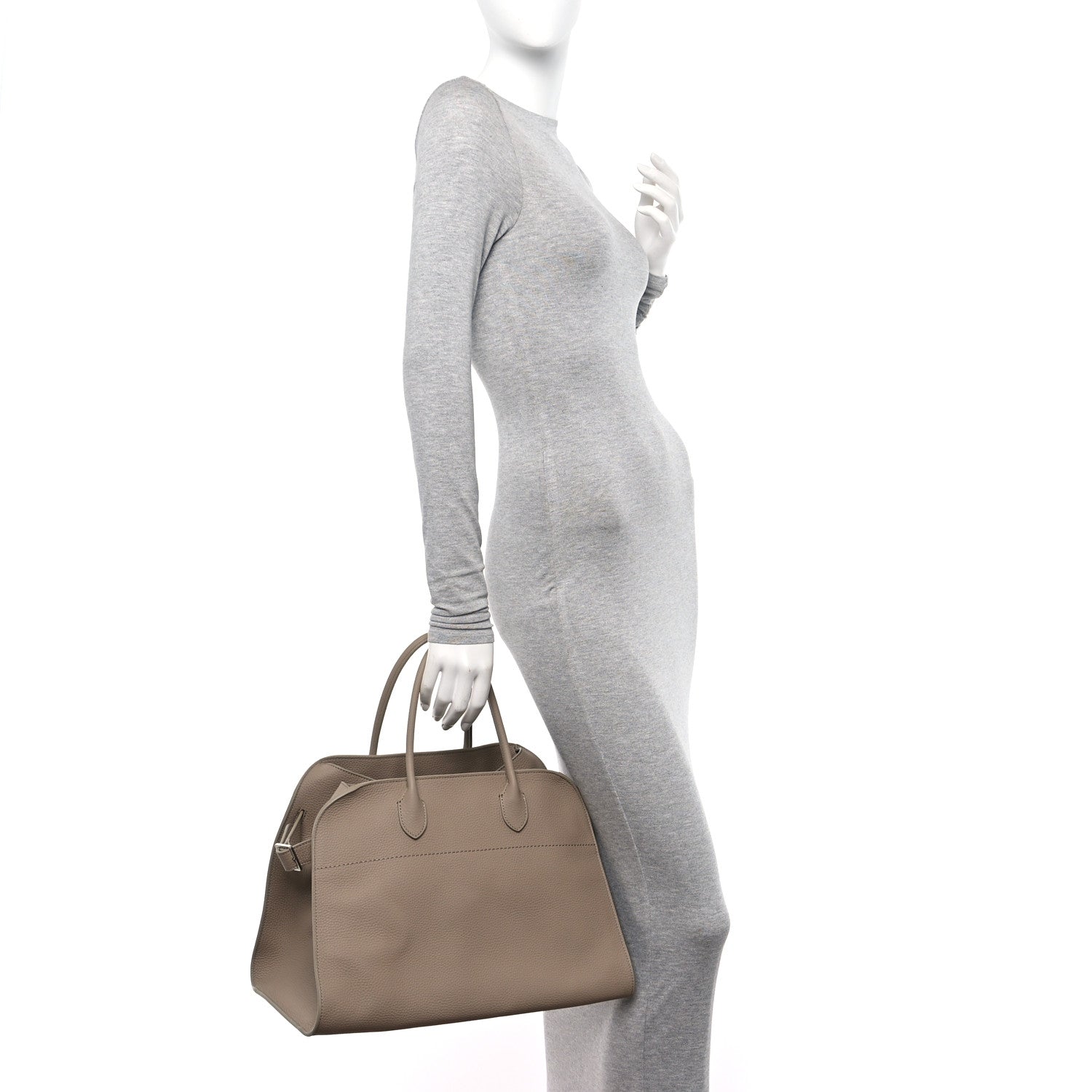 The Row Matte Grained Calfskin Soft Margaux 15 Dark Taupe 2 of 9