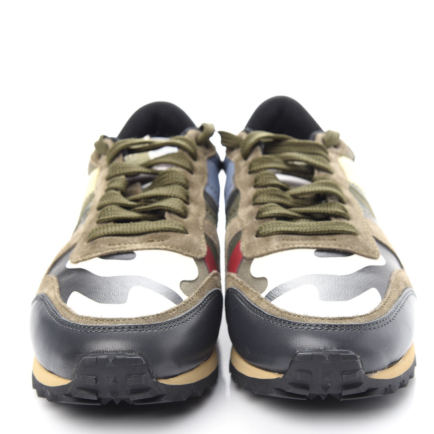 Valentino Garavani Nappa Suede Camouflage Womens Rockrunner Sneakers 38.5 Green Multicolor 5 of 10