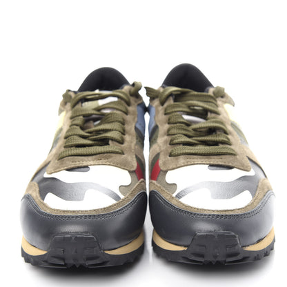 Valentino Garavani Nappa Suede Camouflage Womens Rockrunner Sneakers 38.5 Green Multicolor 5 of 10