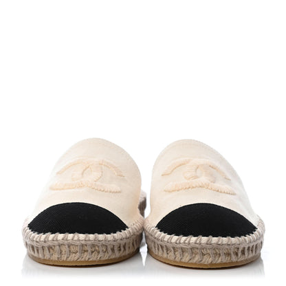 Chanel Denim CC Espadrille Mules 38 White Black 2 of 4