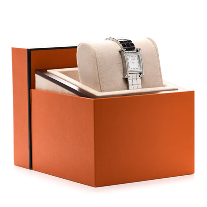 Hermes Stainless Steel Diamond Bezel Mother of Pearl 21mm Heure H Hour Quartz Watch 5 of 5