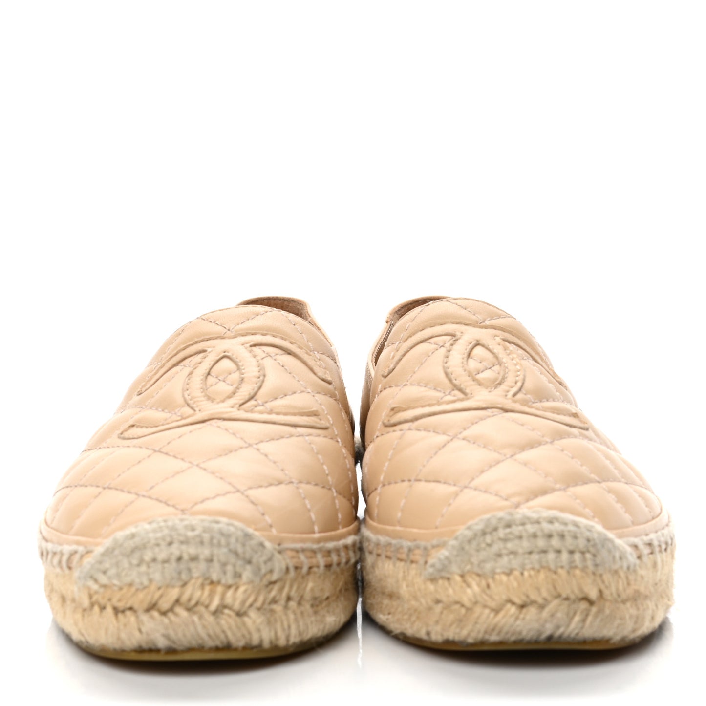 Lambskin Quilted CC Espadrilles 39 Beige