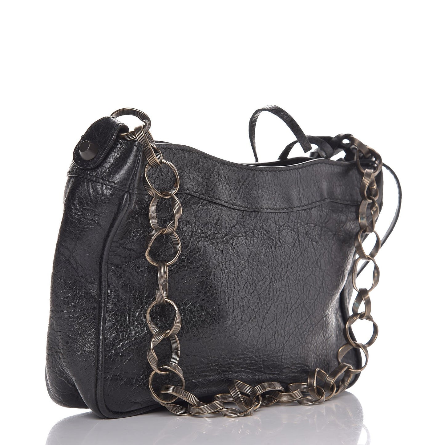 Agneau Classic Hardware Shoulder Shape Black