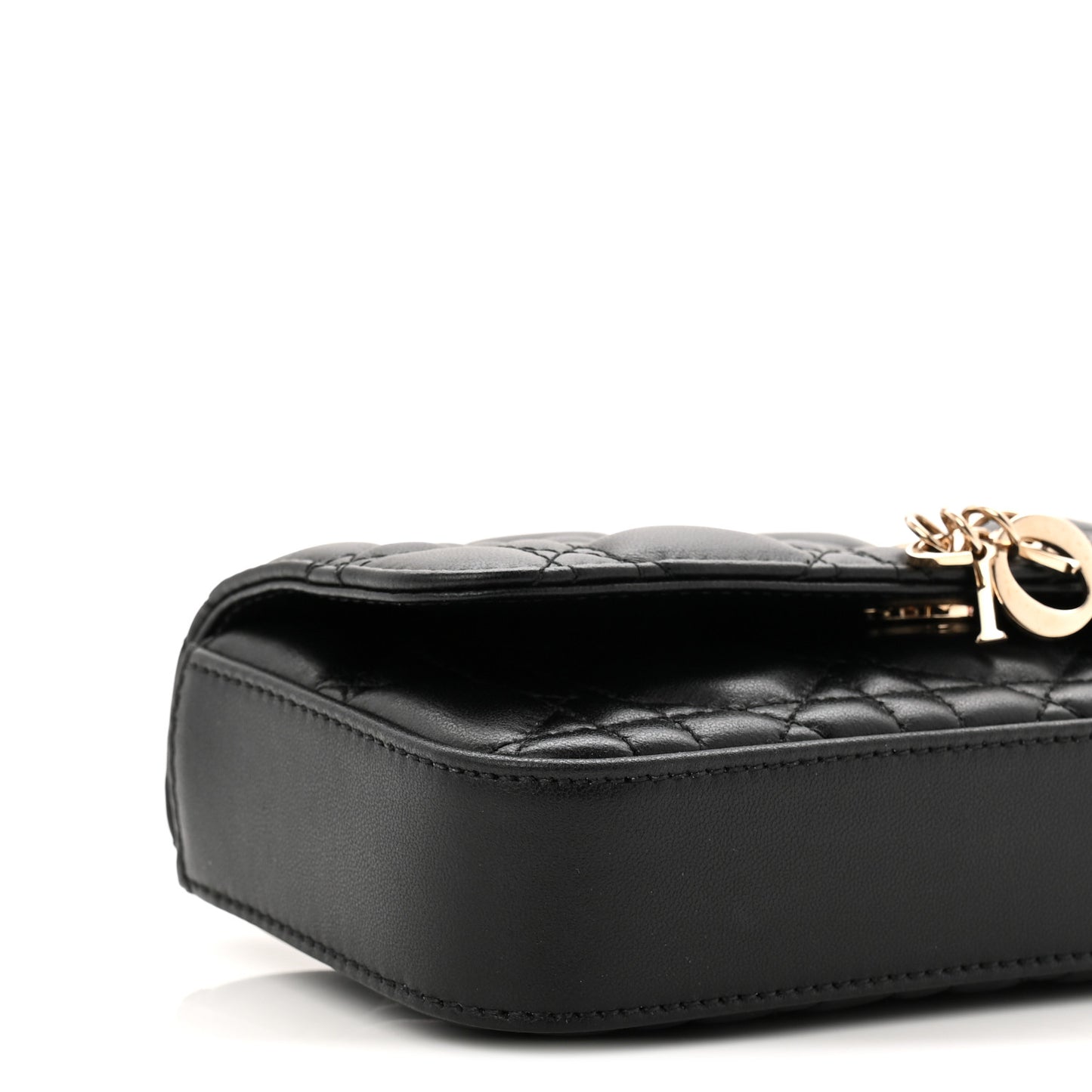 Lambskin Cannage Dior Talk Phone Pouch Black