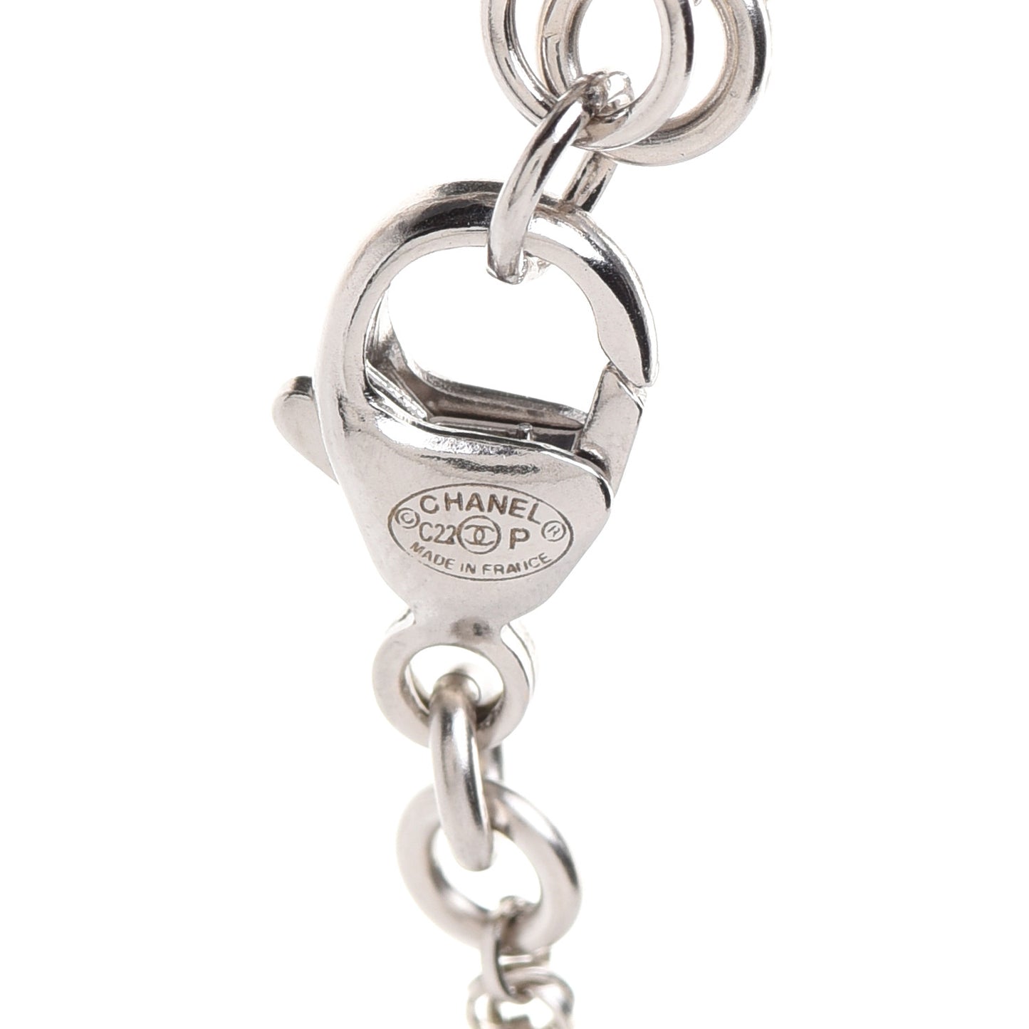 Pearl Crystal CC Bracelet Silver