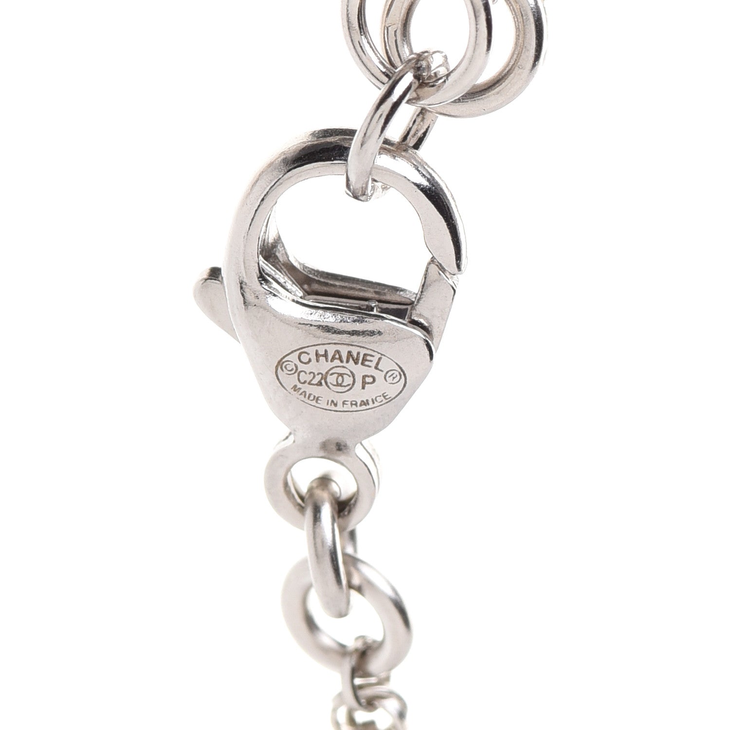 Chanel Pearl Crystal CC Bracelet Silver 5 of 6